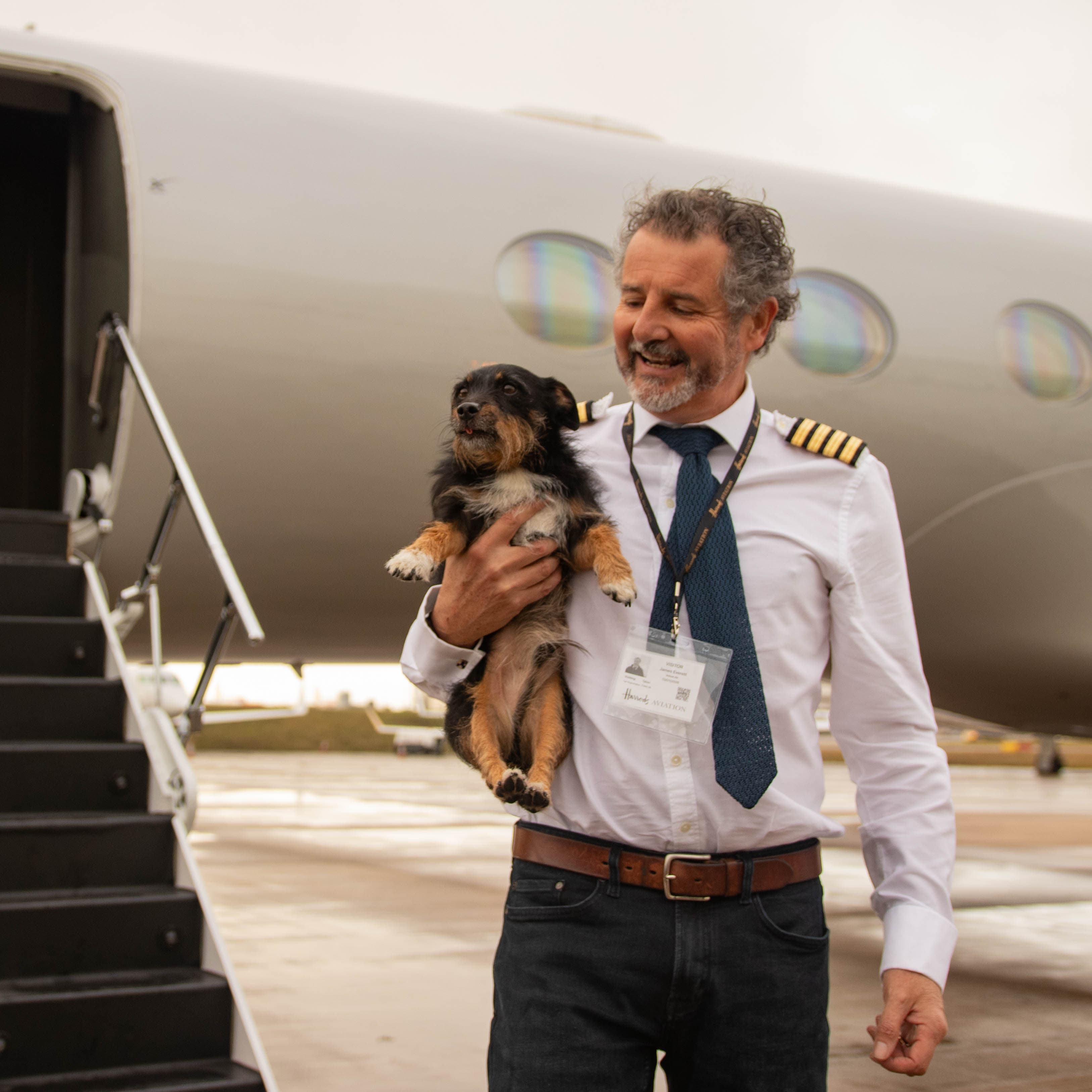 Jamie, founder of Vicuna Air, with Monty